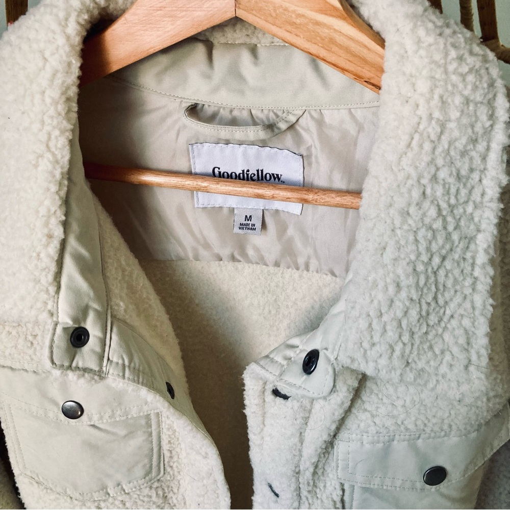 Goodfellow & Co Cream Sherpa Jacket with Buttons - Picture 3 of 7